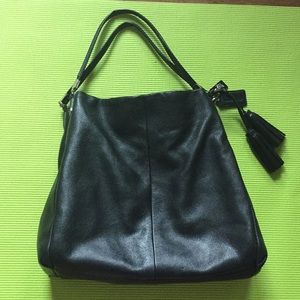 Black coach shoulder bag with blue interior (mint)